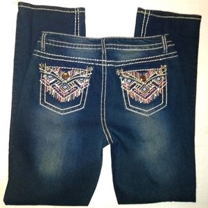 Faded Glory Sequins Encrusted Reverse Stitch Jeans